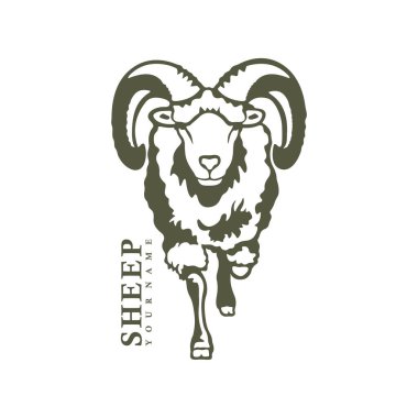 Koyun logosu tasarım vektörü. Siluet Koyun Şablonu Çizimi. Simge Sembolü