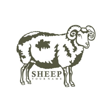Koyun logosu tasarım vektörü. Siluet Koyun Şablonu Çizimi. Simge Sembolü