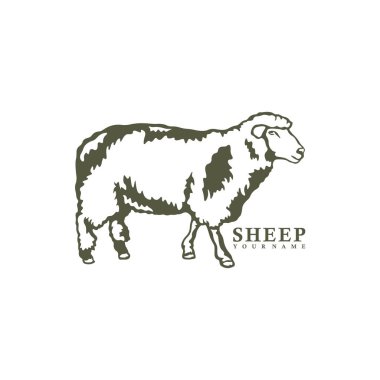 Koyun logosu tasarım vektörü. Siluet Koyun Şablonu Çizimi. Simge Sembolü