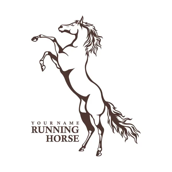 Koşan At logo tasarım vektörü. Siluet At Şablonu Çizimi. Simge Sembolü