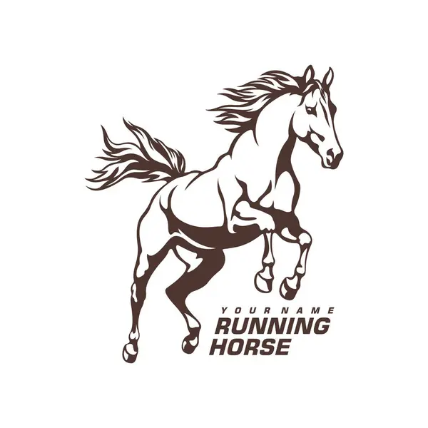 Koşan At logo tasarım vektörü. Siluet At Şablonu Çizimi. Simge Sembolü