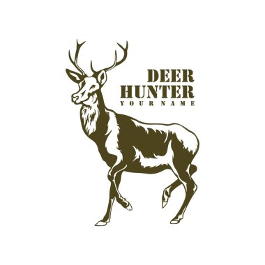 Geyik logosu tasarım vektörü. Siluet Geyik Şablonu Çizimi. Simge Sembolü