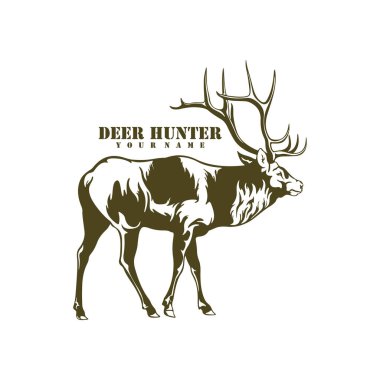 Geyik logosu tasarım vektörü. Siluet Geyik Şablonu Çizimi. Simge Sembolü