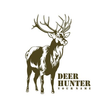 Geyik logosu tasarım vektörü. Siluet Geyik Şablonu Çizimi. Simge Sembolü