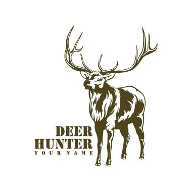 Geyik logosu tasarım vektörü. Siluet Geyik Şablonu Çizimi. Simge Sembolü