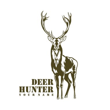 Geyik logosu tasarım vektörü. Siluet Geyik Şablonu Çizimi. Simge Sembolü