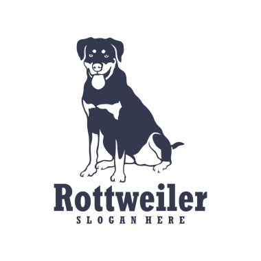 Rottweiler Dog logo tasarım vektörü. Siluet Rottweiler Köpek Şablonu Çizimi. Simge Sembolü
