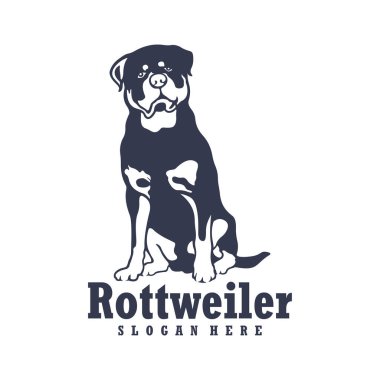 Rottweiler Dog logo tasarım vektörü. Siluet Rottweiler Köpek Şablonu Çizimi. Simge Sembolü