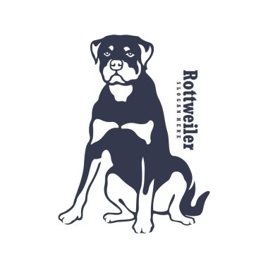 Rottweiler Dog logo tasarım vektörü. Siluet Rottweiler Köpek Şablonu Çizimi. Simge Sembolü