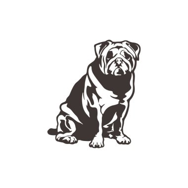 Pug Dog logo tasarım vektörü. Siluet Pug Dog Şablon Çizimi. Simge Sembolü