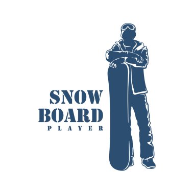 Snowboard Player logo tasarım vektörü. Siluet Snowboard Oynatıcı Şablonu İllüstrasyonu