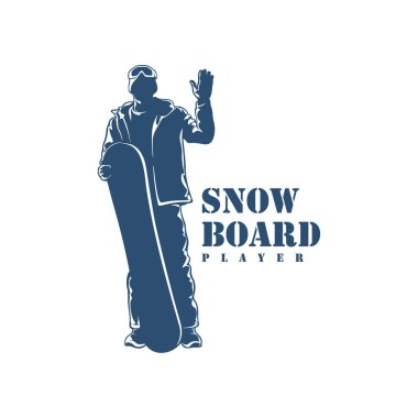 Snowboard Player logo tasarım vektörü. Siluet Snowboard Oynatıcı Şablonu İllüstrasyonu