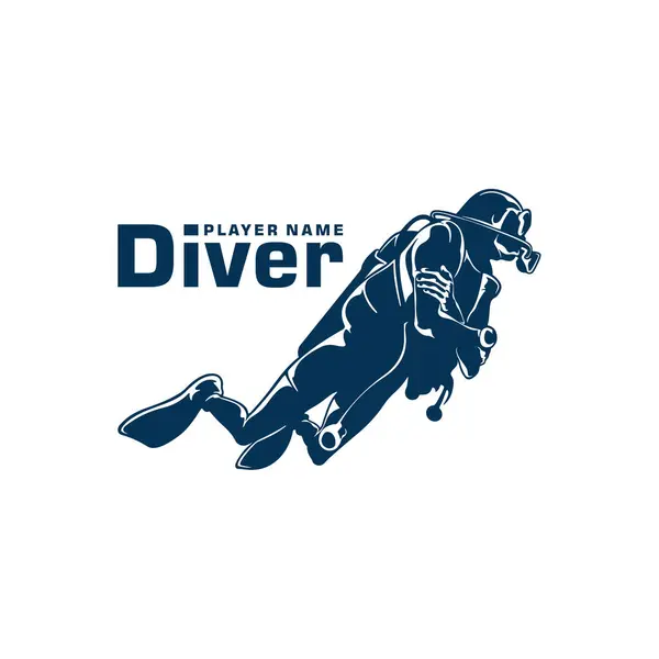 Dalgıç logosu tasarım vektörü. Siluet Dalgıcı Şablonu Çizimi