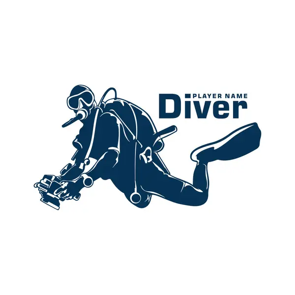 Dalgıç logosu tasarım vektörü. Siluet Dalgıcı Şablonu Çizimi