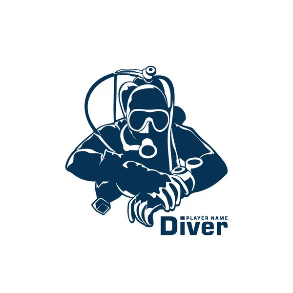 Dalgıç logosu tasarım vektörü. Siluet Dalgıcı Şablonu Çizimi