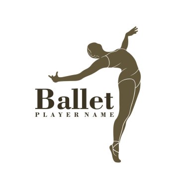 Bale Dansçısı logo tasarım vektörü. Siluet Bale Oyuncusunun Şablonu Çizimi