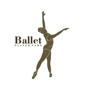 Bale Dansçısı logo tasarım vektörü. Siluet Bale Oyuncusunun Şablonu Çizimi