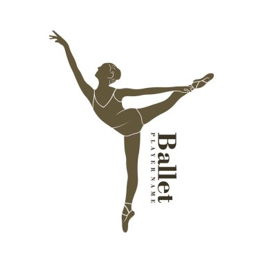 Bale Dansçısı logo tasarım vektörü. Siluet Bale Oyuncusunun Şablonu Çizimi