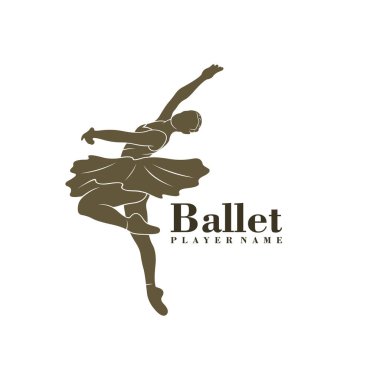 Bale Dansçısı logo tasarım vektörü. Siluet Bale Oyuncusunun Şablonu Çizimi