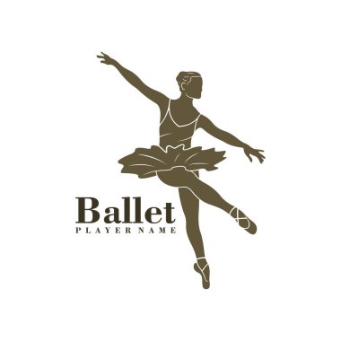 Bale Dansçısı logo tasarım vektörü. Siluet Bale Oyuncusunun Şablonu Çizimi