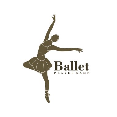 Bale Dansçısı logo tasarım vektörü. Siluet Bale Oyuncusunun Şablonu Çizimi