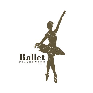 Bale Dansçısı logo tasarım vektörü. Siluet Bale Oyuncusunun Şablonu Çizimi