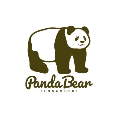 Panda Bear logo tasarım vektörü. Siluet Panda Şablonu Çizimi