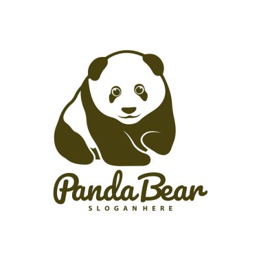 Panda Bear logo tasarım vektörü. Siluet Panda Şablonu Çizimi