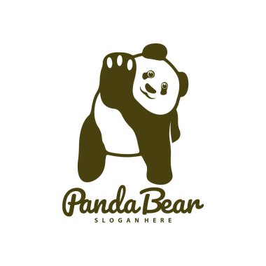 Panda Bear logo tasarım vektörü. Siluet Panda Şablonu Çizimi