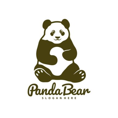 Panda Bear logo tasarım vektörü. Siluet Panda Şablonu Çizimi