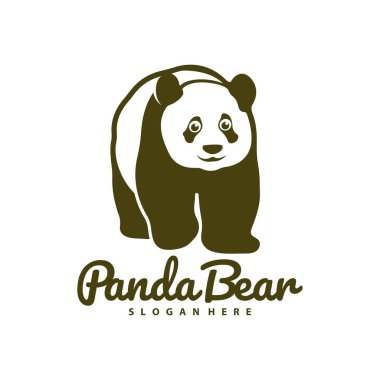 Panda Bear logo tasarım vektörü. Siluet Panda Şablonu Çizimi