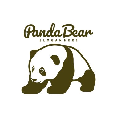 Panda Bear logo tasarım vektörü. Siluet Panda Şablonu Çizimi
