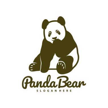 Panda Bear logo tasarım vektörü. Siluet Panda Şablonu Çizimi