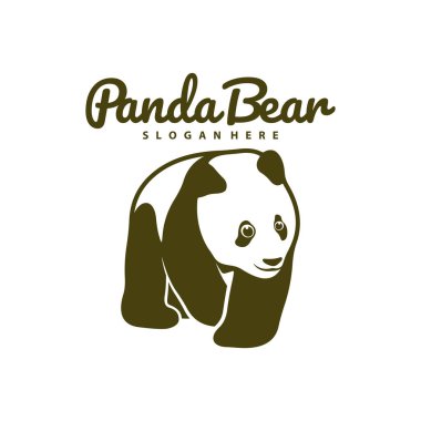 Panda Bear logo tasarım vektörü. Siluet Panda Şablonu Çizimi