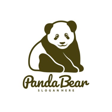 Panda Bear logo tasarım vektörü. Siluet Panda Şablonu Çizimi