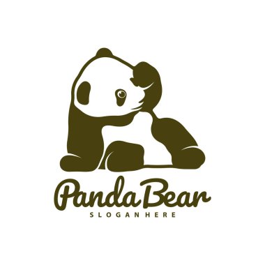 Panda Bear logo tasarım vektörü. Siluet Panda Şablonu Çizimi