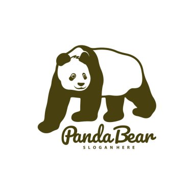 Panda Bear logo tasarım vektörü. Siluet Panda Şablonu Çizimi
