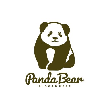 Panda Bear logo tasarım vektörü. Siluet Panda Şablonu Çizimi