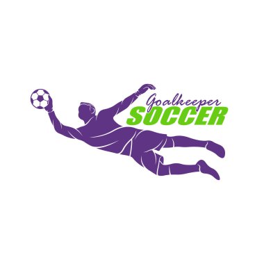 Kaleci logosu tasarım vektörü. Siluet Kaleci Şablonu Çizimi