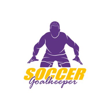 Kaleci logosu tasarım vektörü. Siluet Kaleci Şablonu Çizimi