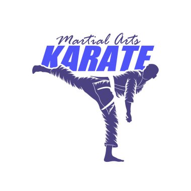 Karate logosu tasarım vektörü. Siluet Karate Savaşçısı Şablon Çizimi