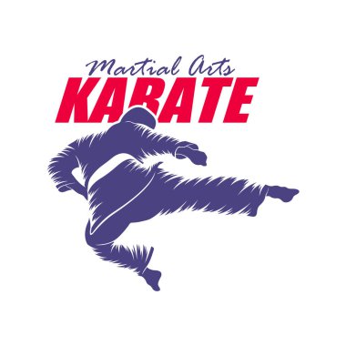 Karate logosu tasarım vektörü. Siluet Karate Savaşçısı Şablon Çizimi