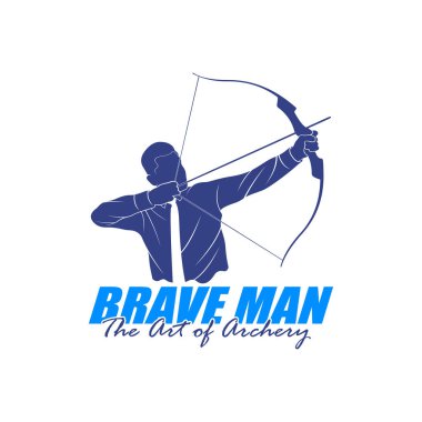 Archer Logo Tasarım Vektörü. Siluet Erkek Okçu Şablonu İllüstrasyonu