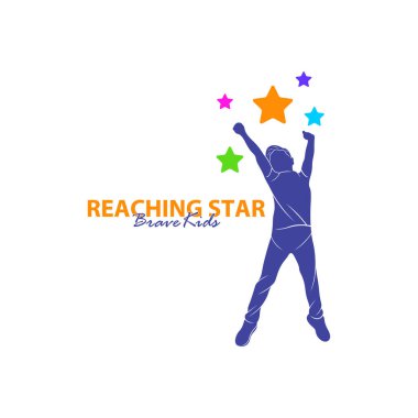 Erişilen Yıldızların Logo Tasarım Şablonu. Çocuklar Rüya Yıldızı Logo Vektörü. Amblem, Renkli, Yaratıcı Sembol, Simge
