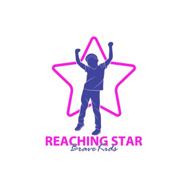 Erişilen Yıldızların Logo Tasarım Şablonu. Çocuklar Rüya Yıldızı Logo Vektörü. Amblem, Renkli, Yaratıcı Sembol, Simge