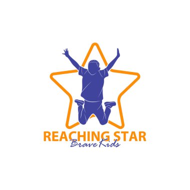 Erişilen Yıldızların Logo Tasarım Şablonu. Çocuklar Rüya Yıldızı Logo Vektörü. Amblem, Renkli, Yaratıcı Sembol, Simge