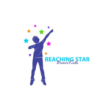 Erişilen Yıldızların Logo Tasarım Şablonu. Çocuklar Rüya Yıldızı Logo Vektörü. Amblem, Renkli, Yaratıcı Sembol, Simge