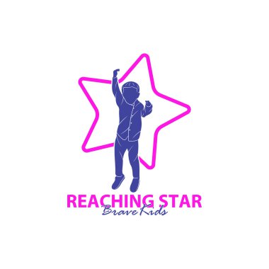 Erişilen Yıldızların Logo Tasarım Şablonu. Çocuklar Rüya Yıldızı Logo Vektörü. Amblem, Renkli, Yaratıcı Sembol, Simge