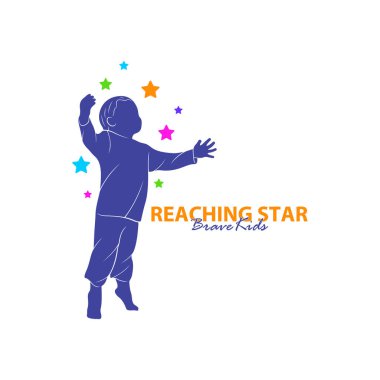 Erişilen Yıldızların Logo Tasarım Şablonu. Çocuklar Rüya Yıldızı Logo Vektörü. Amblem, Renkli, Yaratıcı Sembol, Simge