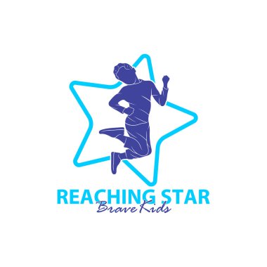 Erişilen Yıldızların Logo Tasarım Şablonu. Çocuklar Rüya Yıldızı Logo Vektörü. Amblem, Renkli, Yaratıcı Sembol, Simge